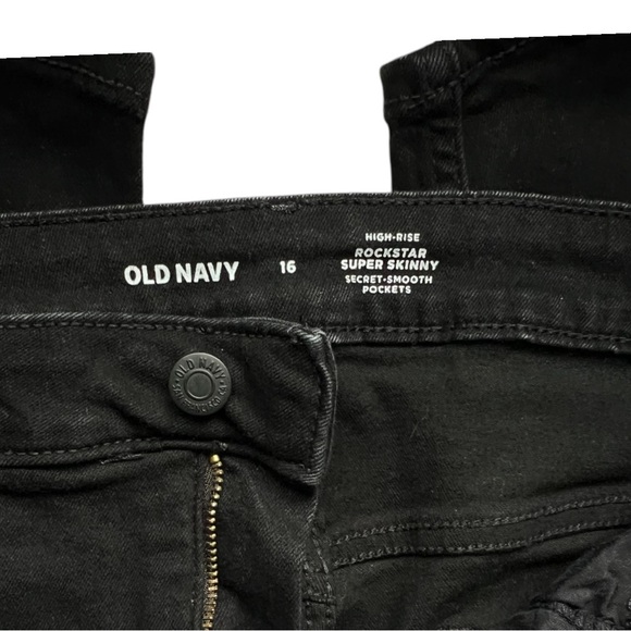 Old Navy High Rise Rockstar Super Skinny Black Denim Jeans Size 16 - Picture 5 of 6
